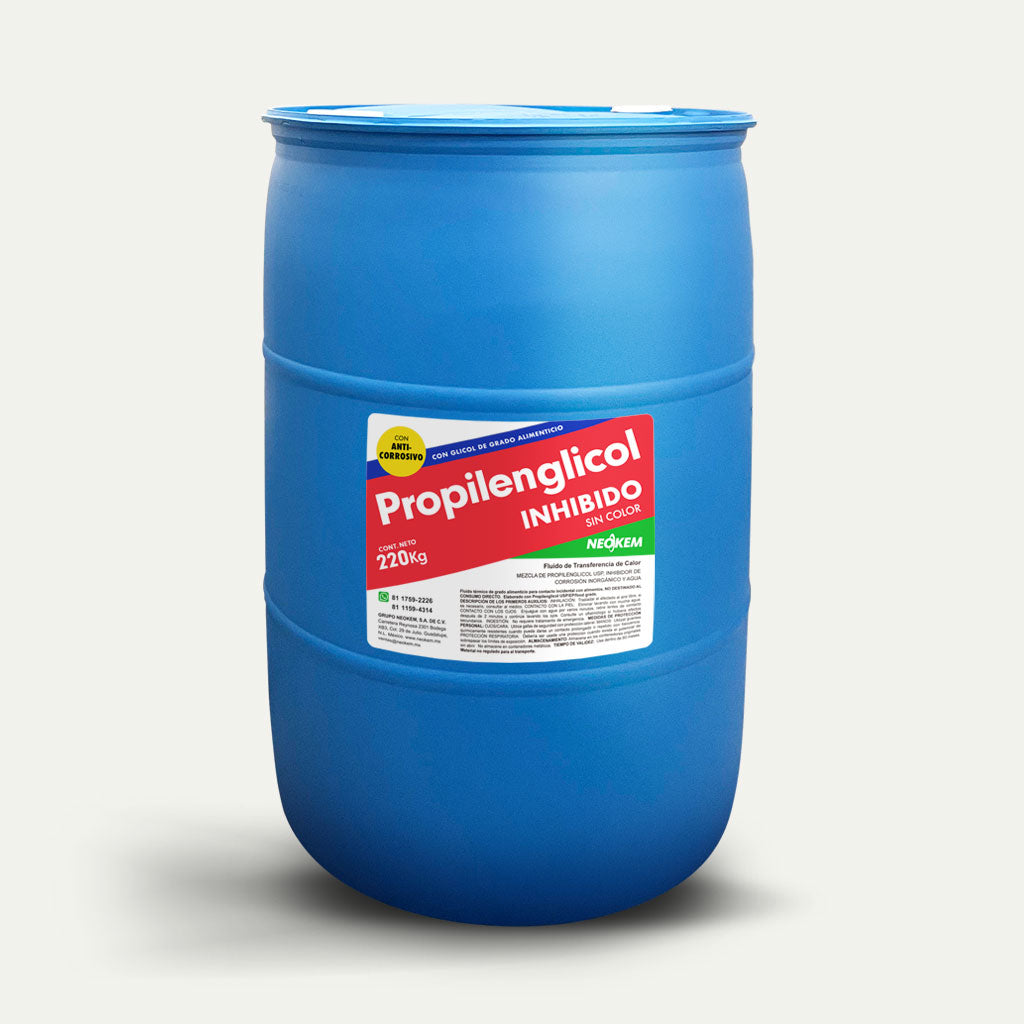 Tambo plástico de Dowfrost, propilenglicol inhibido con anticorrosivo.  Color azul con etiqueta.